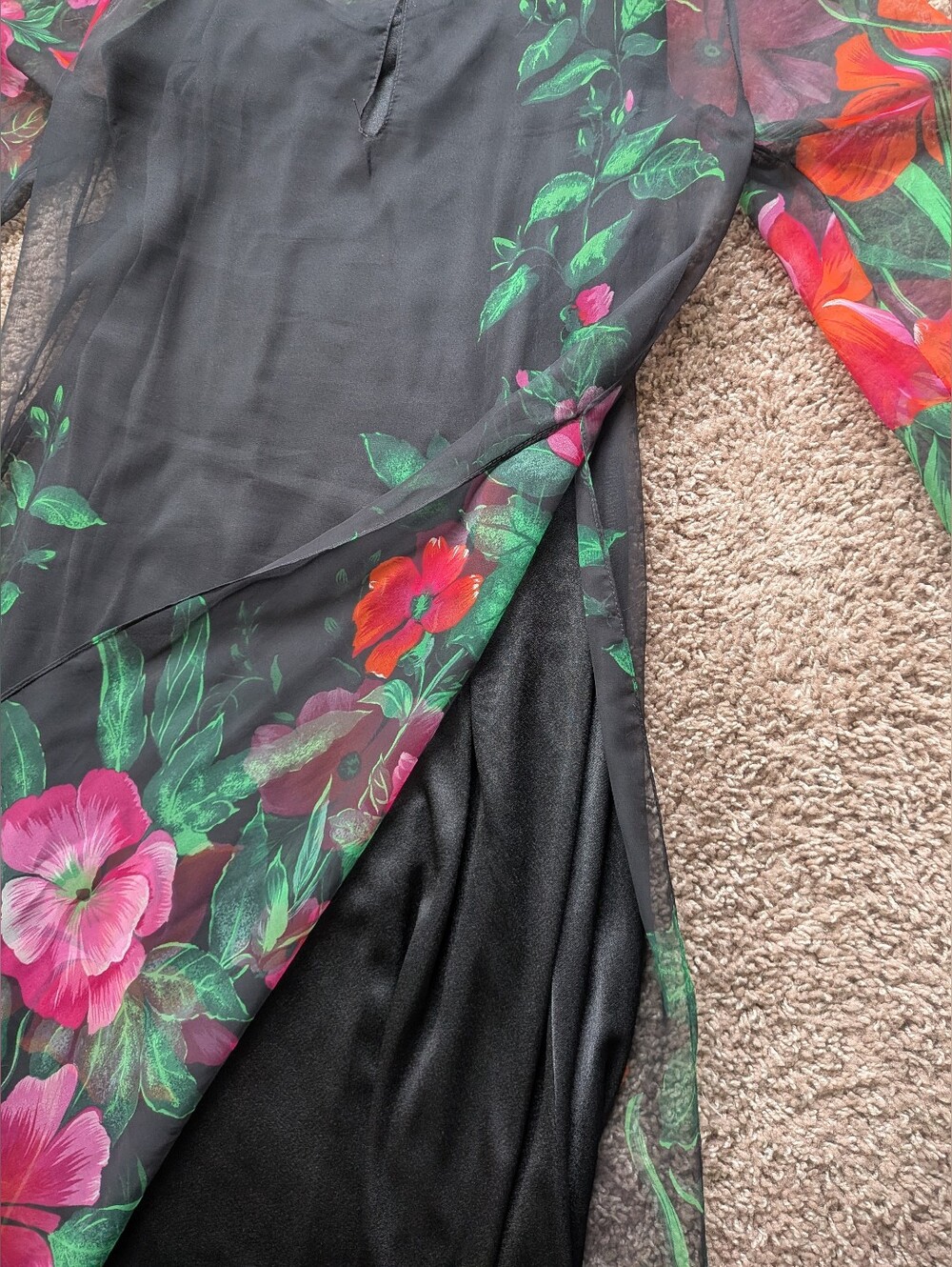 Miss Elliette Vintage Sheer Floral Long Sleeve Maxi Dress Rare Medium - Picture 11 of 12